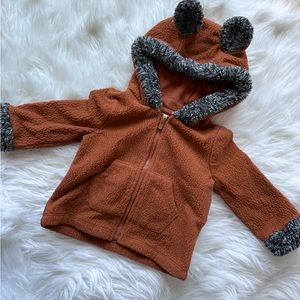 Cat & Jack Fleece Hooded Jacket - Size 6-9m - Rust Orange